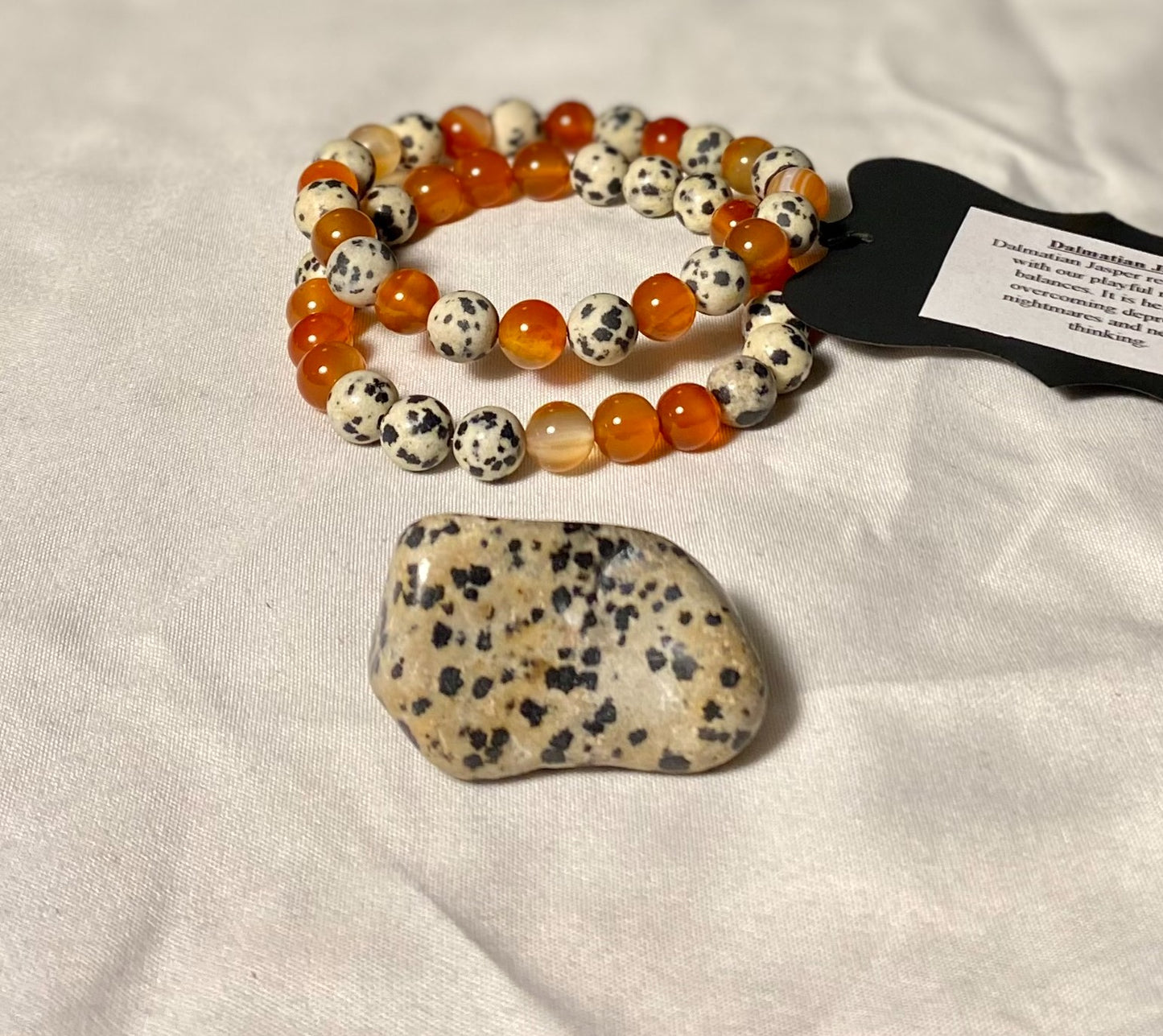 Dalmatian Jasper & Carnelian Bracelet Set