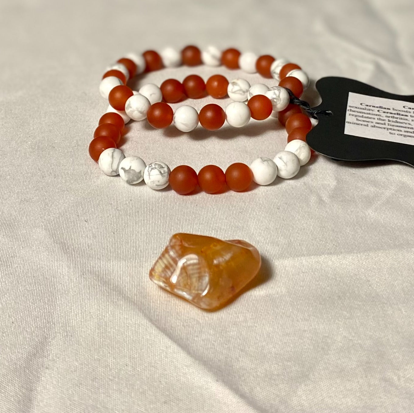 Carnelian and Howlite Bracelet Set