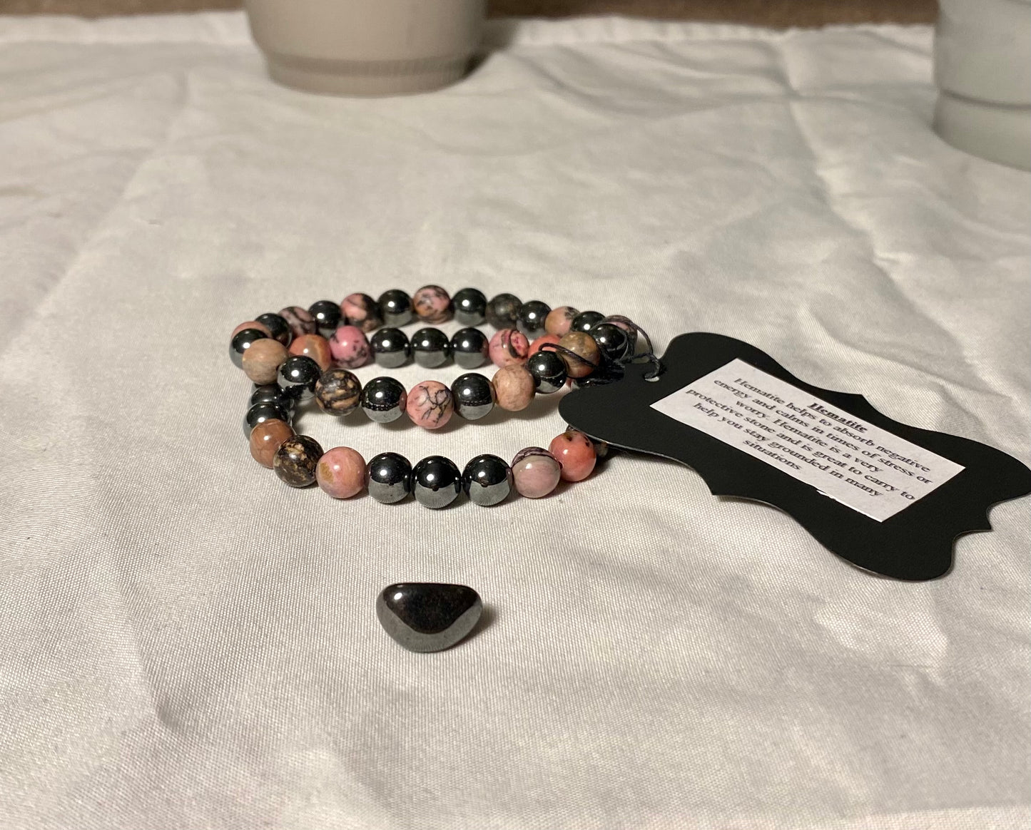 Hematite & Rhodonite Bracelet Set