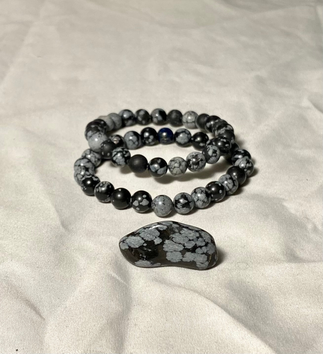 Snowflake Obsidian Bracelet Set