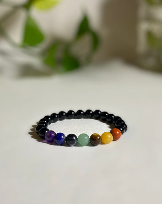 Black Onyx & The 7 Chakras Bracelet