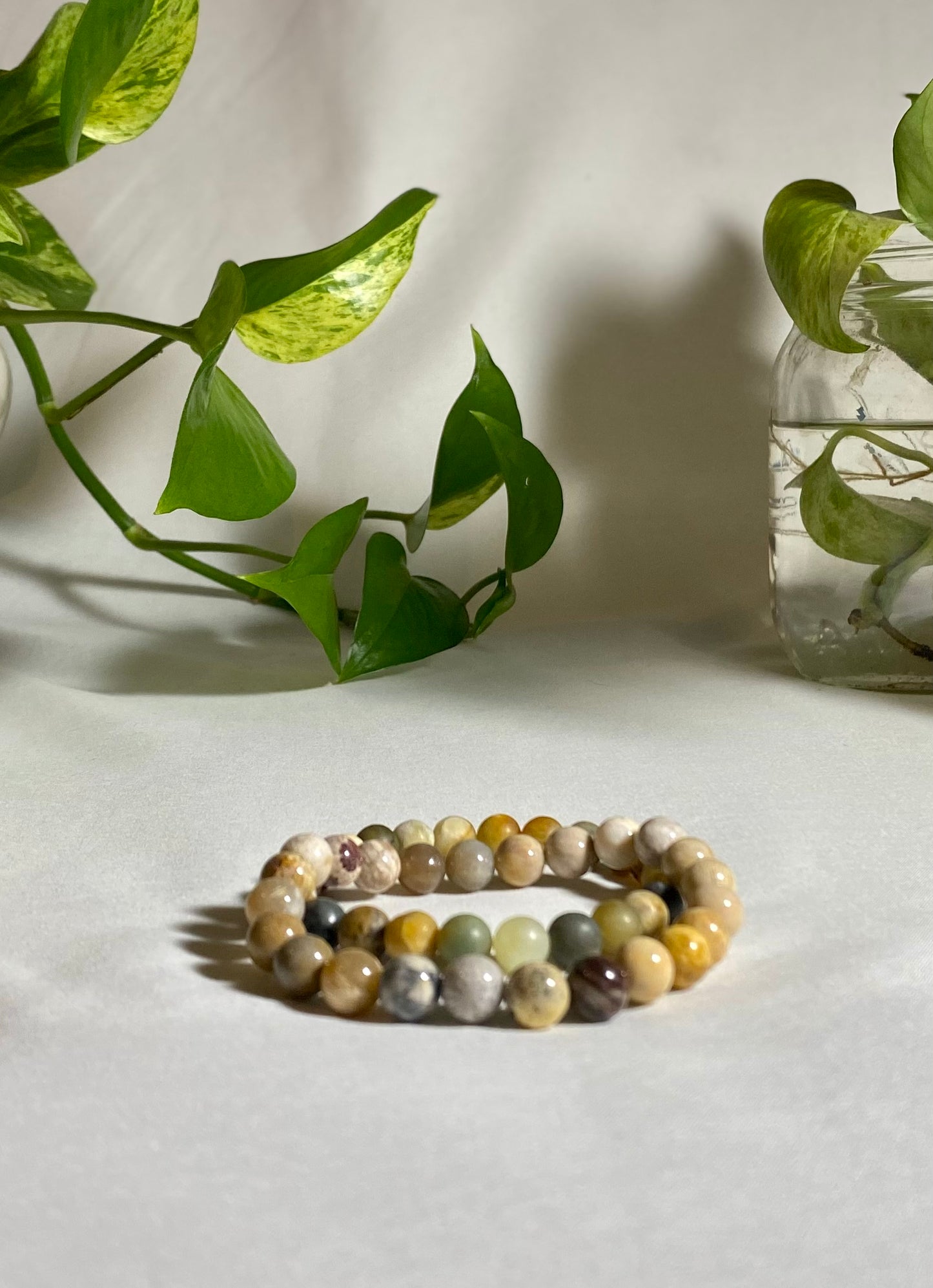 Flower Jade Bracelet Set