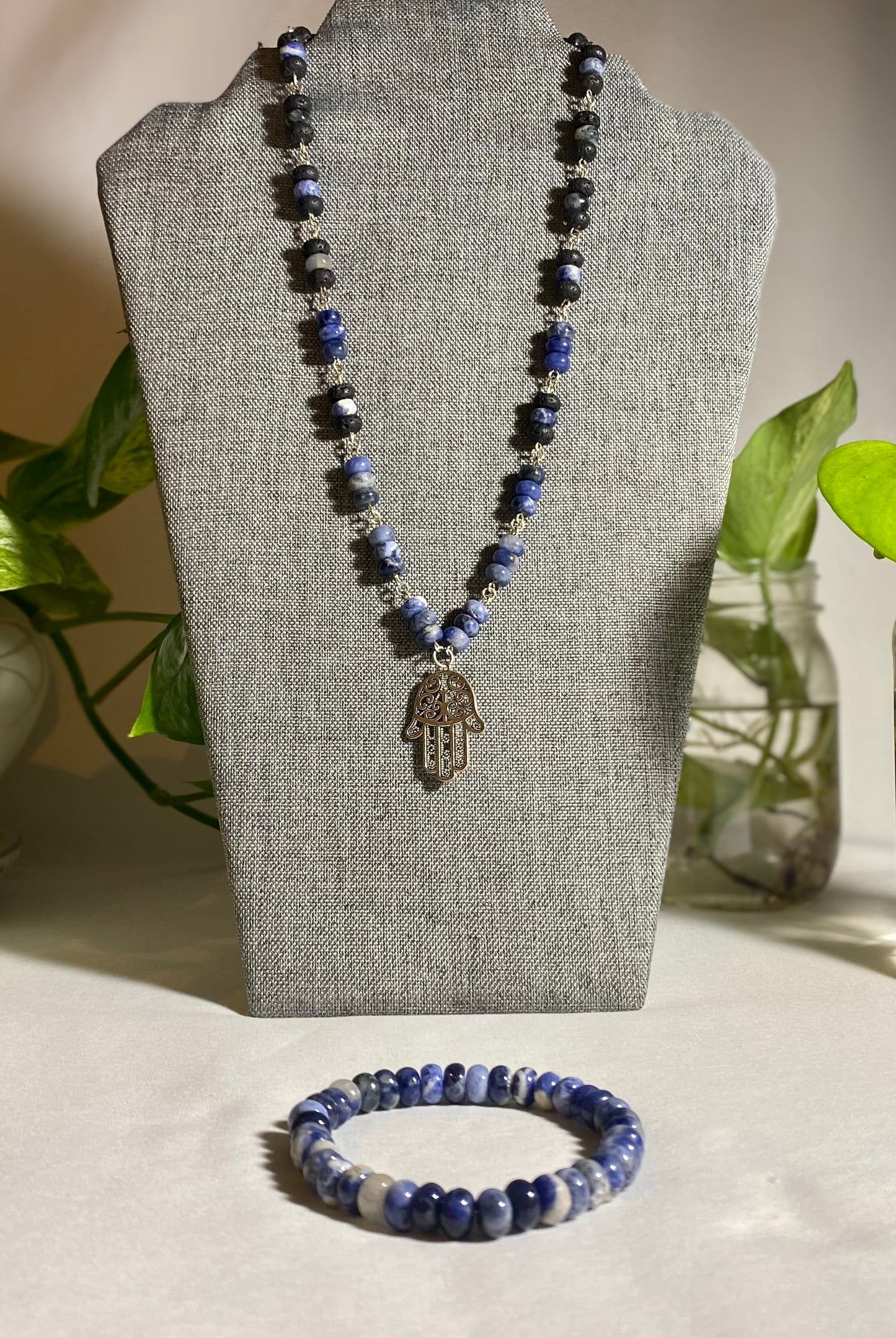 Sodalite & Black Onyx Cluster Set