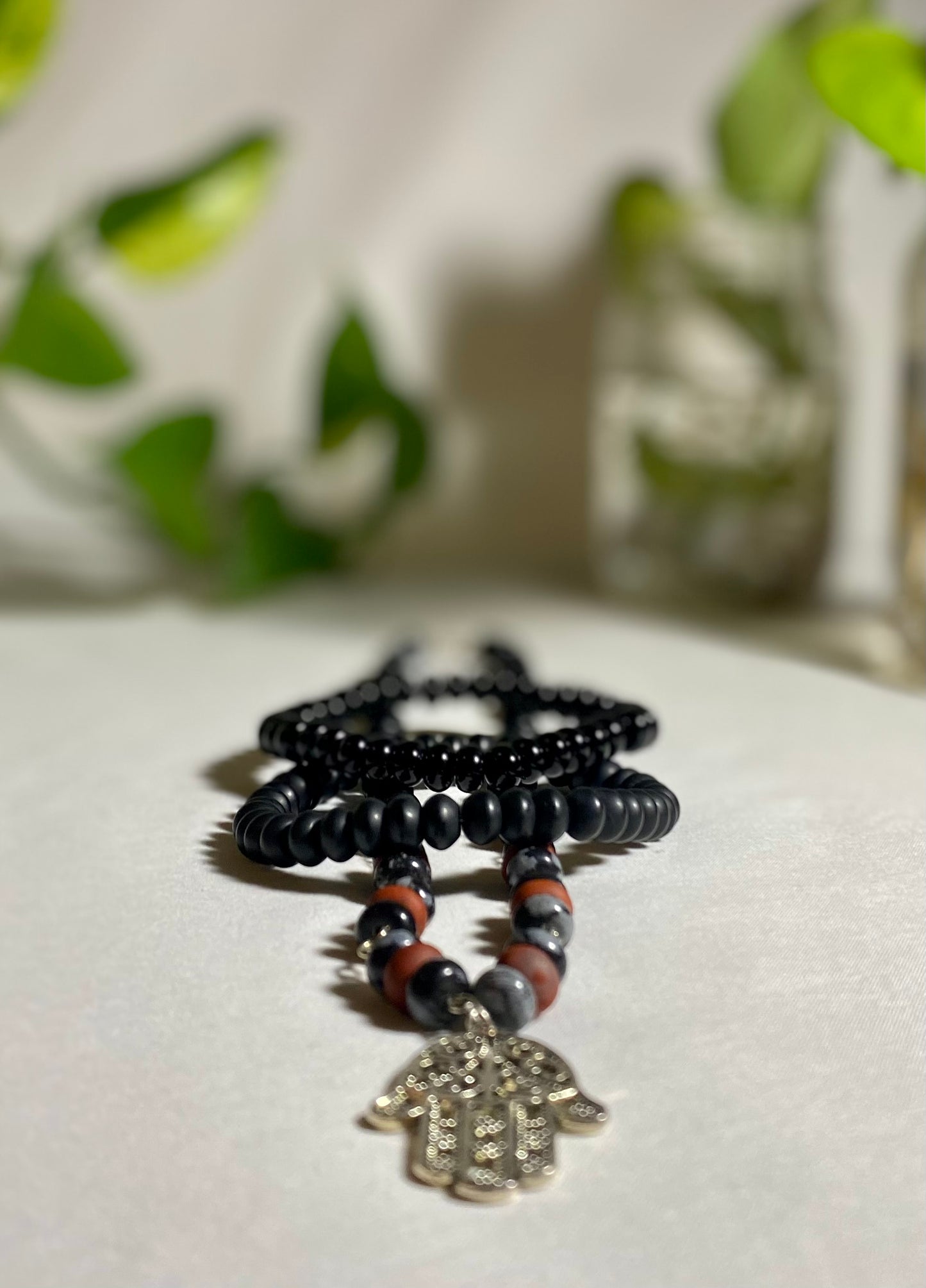 Black Onyx, Red Jasper & Snowflake Obsidian