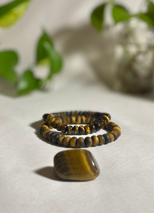 Tigers Eye Bracelet Set - Rondelle Stones