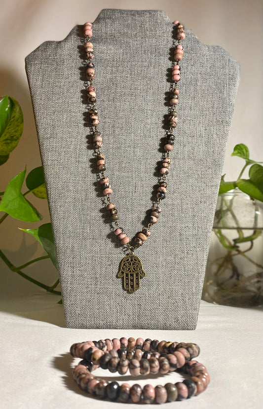 Rhodonite Cluster Set