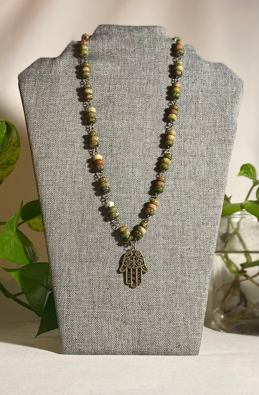 Unakite Jasper Cluster Necklace