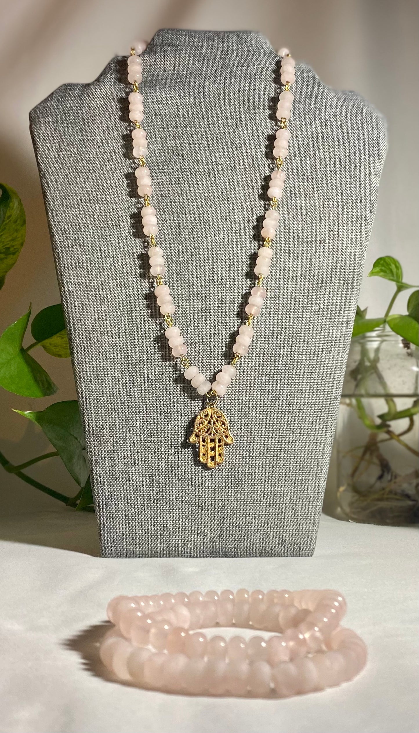 Rose Quartz Cluster Set