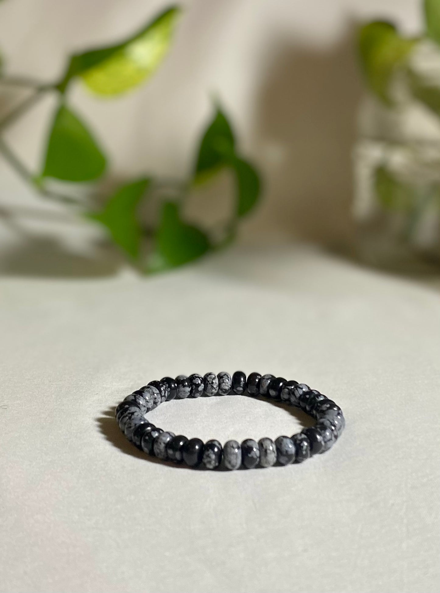 Snowflake Obsidian Bracelet - Rondelle Stones