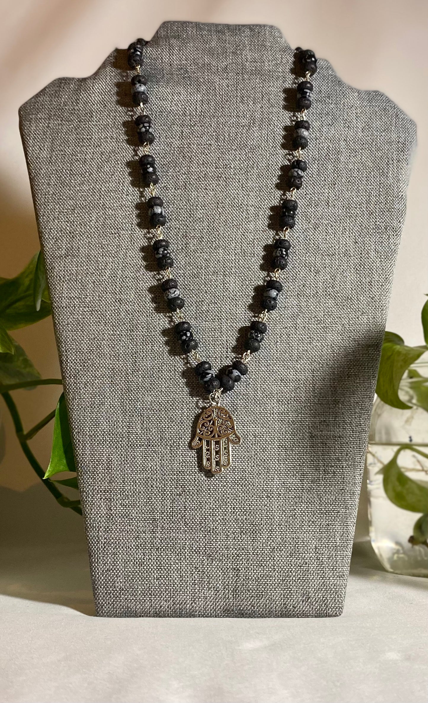 Snowflake Obsidian Cluster Necklace